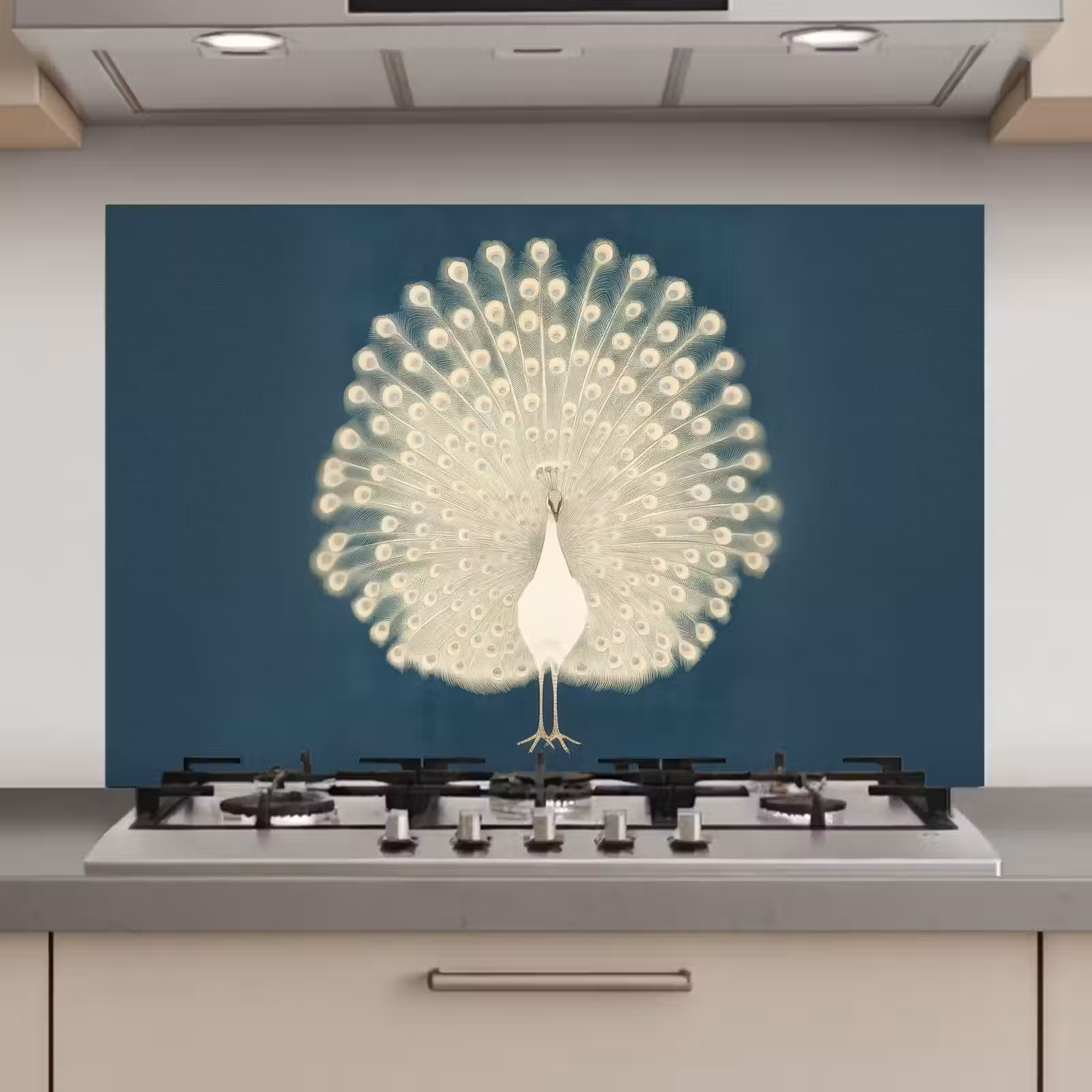 Spatscherm keuken - Vogel - Blauw - Vintage — 1