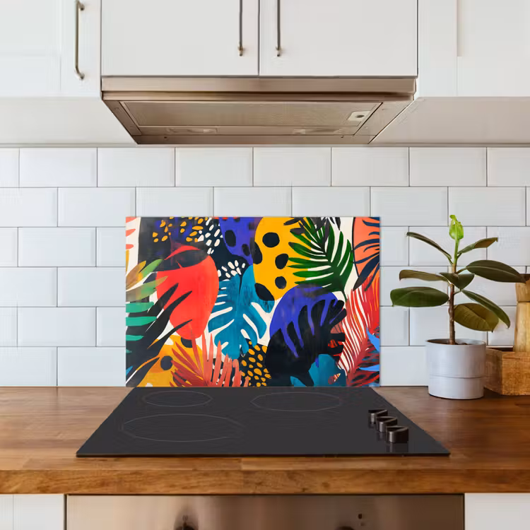 Spatscherm keuken - Bladeren - Vormen - Abstract - Kleurrijk — 6