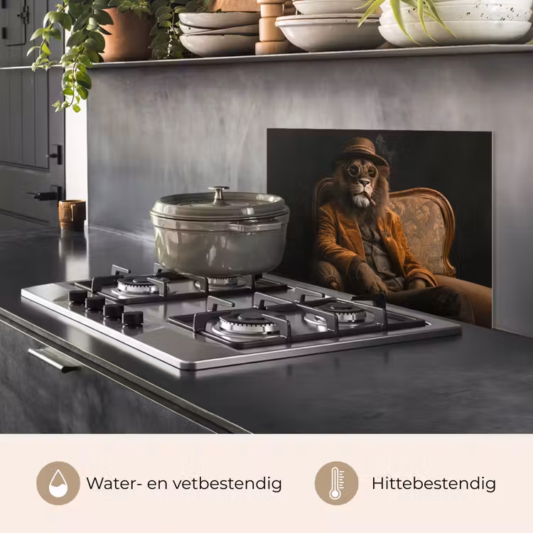 Spatscherm keuken - Bril - Leeuw - Bank - Hoed — 7