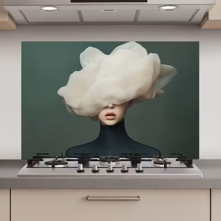 Spatscherm keuken - Hoed - Vrouw - Beige — 1