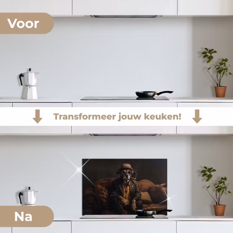 Spatscherm keuken - Hond - Sigaar - Hoed - Pak — 3