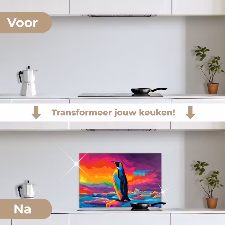 Spatscherm keuken - Ijsschots - Pinguïn - Abstract - Lucht — 3