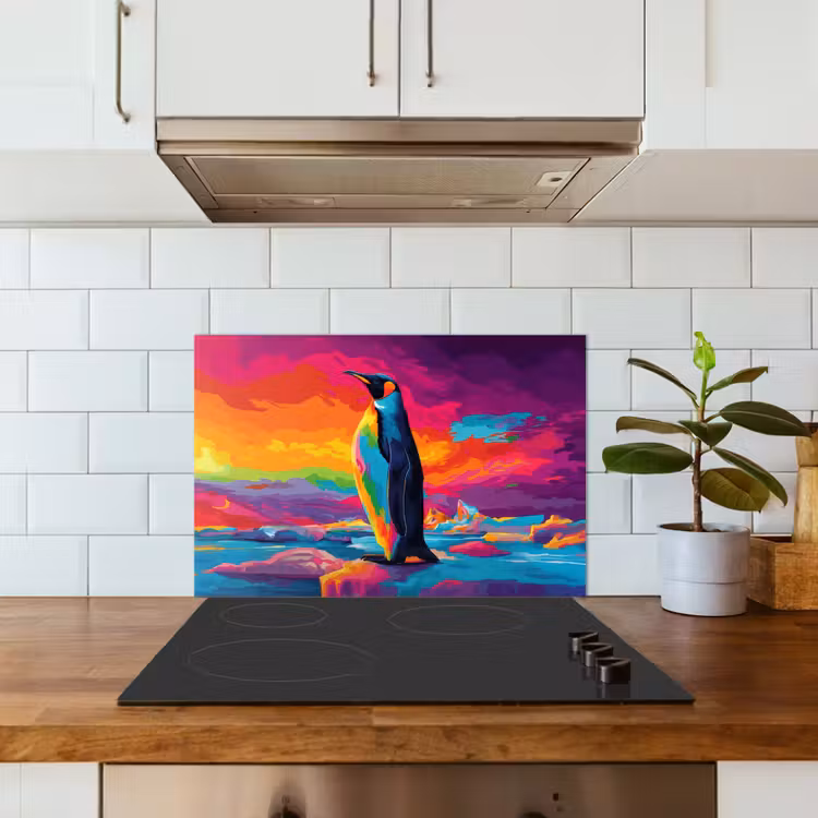 Spatscherm keuken - Ijsschots - Pinguïn - Abstract - Lucht — 6