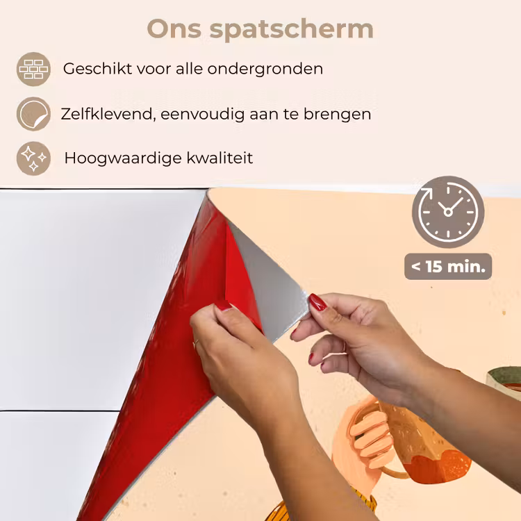 Spatscherm keuken - Illustratie - Mokken - Proosten - Bruin — 4