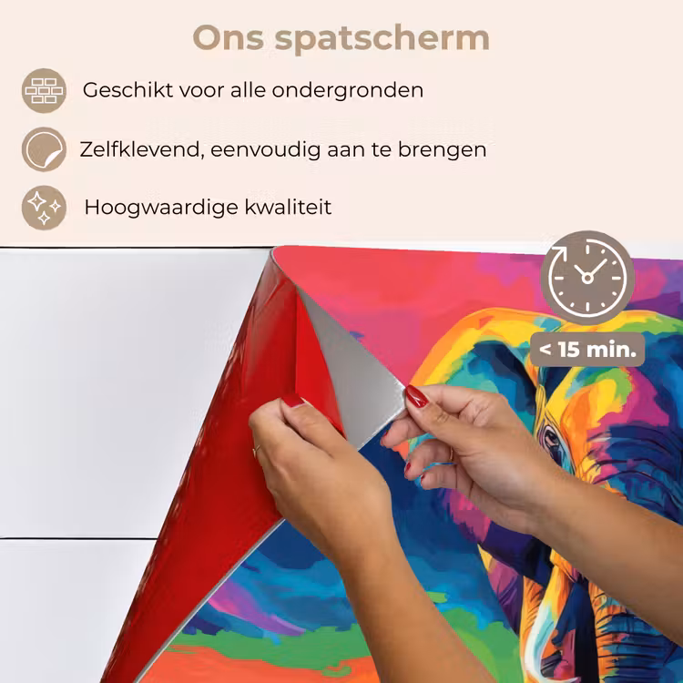 Spatscherm keuken - Olifant - Kleurrijk - Lucht - Abstract — 4