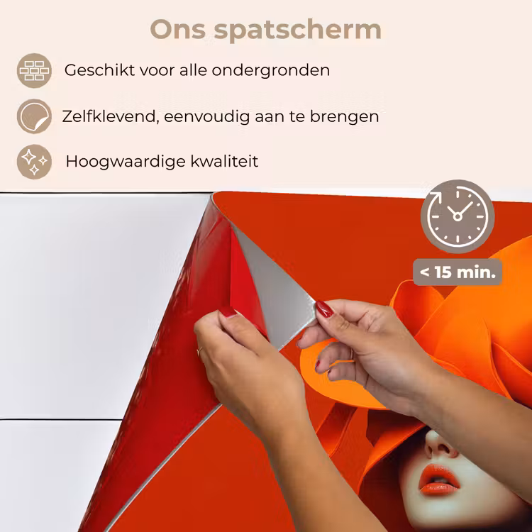 Spatscherm keuken - Oranje - Hoed - Vrouw — 4