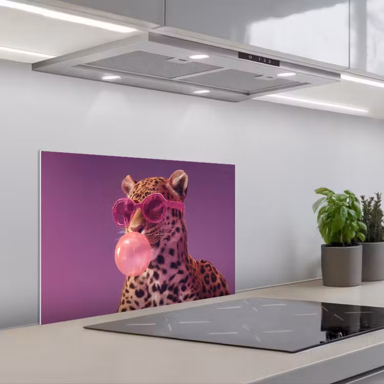 Spatscherm keuken - Panter - Zonnebril - Kauwgombel - Roze — 5