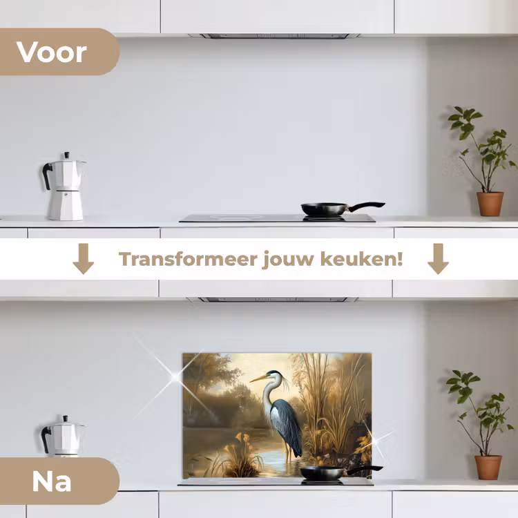 Spatscherm keuken - Reiger - Water - Planten — 3