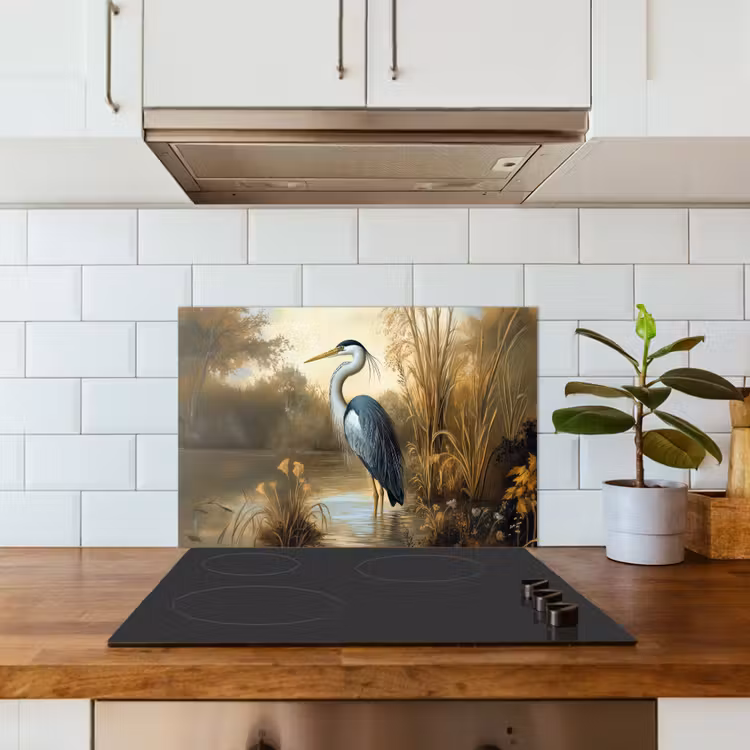 Spatscherm keuken - Reiger - Water - Planten — 6