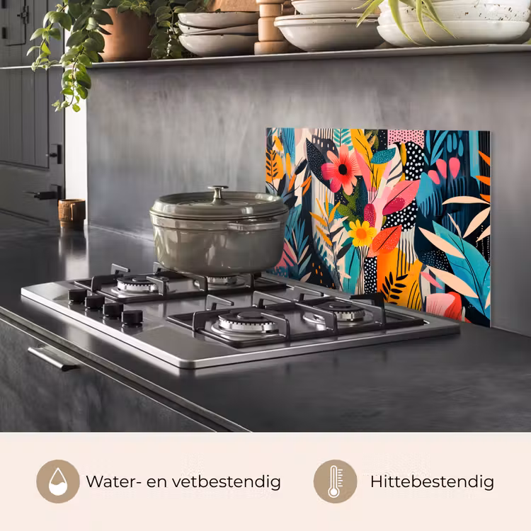 Spatscherm keuken - Schilderij - Abstract - Bloemen - Roze — 7