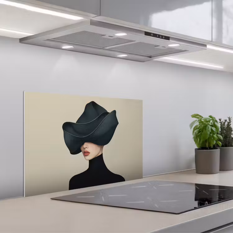 Spatscherm keuken - Vrouw - Groen - Hoed — 5