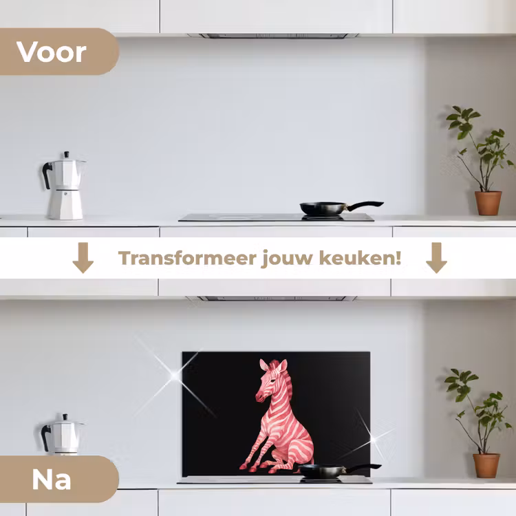 Spatscherm keuken - Zebra - Roze - Gestreept — 3