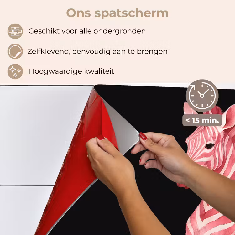 Spatscherm keuken - Zebra - Roze - Gestreept — 4