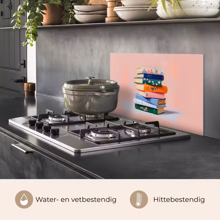 Spatscherm keuken - Boeken - Stapel - Kleurrijk — 7