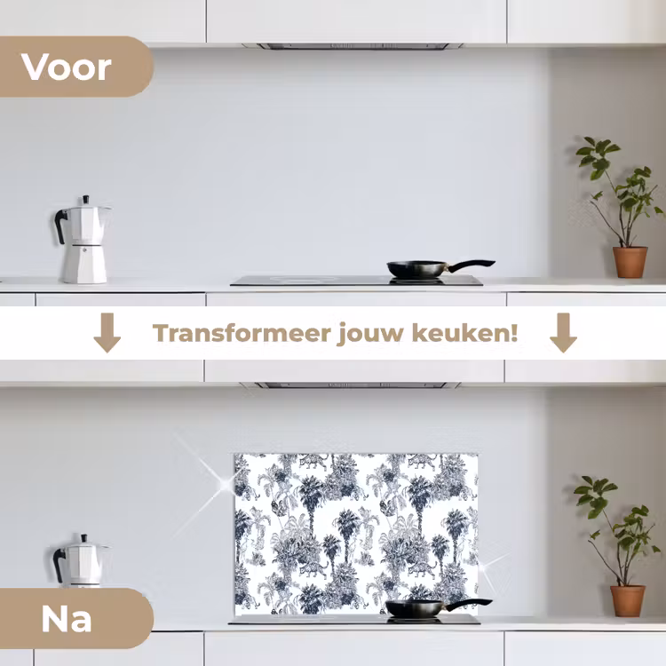 Spatscherm keuken - Jungle - Beplanting - Blauw — 2