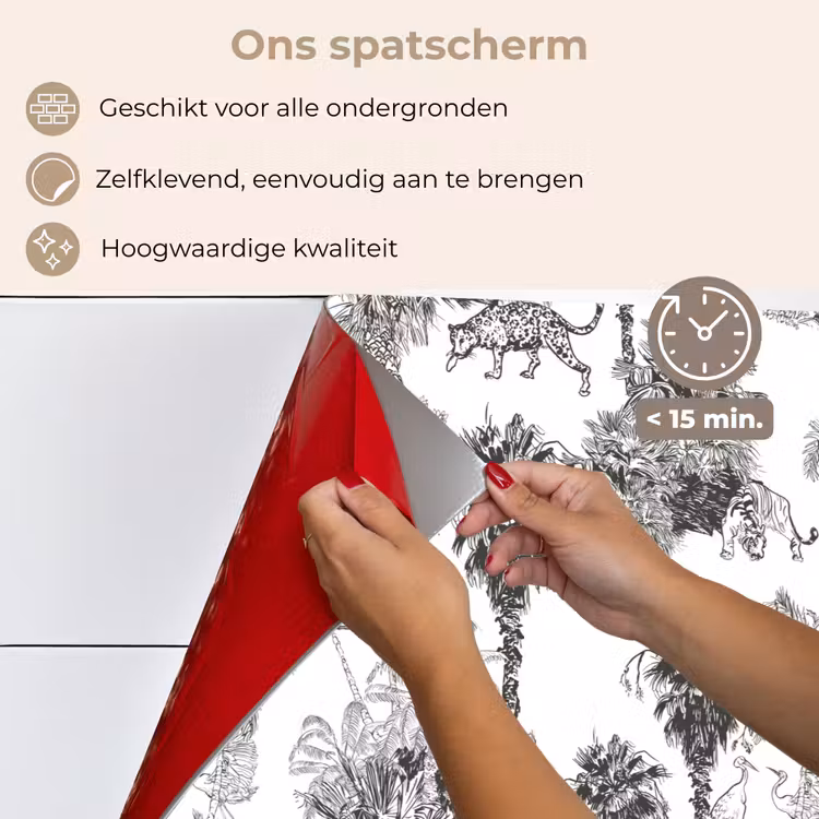 Spatscherm keuken - Jungle - Dieren - Grijs — 3