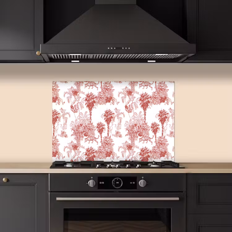 Spatscherm keuken - Jungle - Natuur - Rood — 1