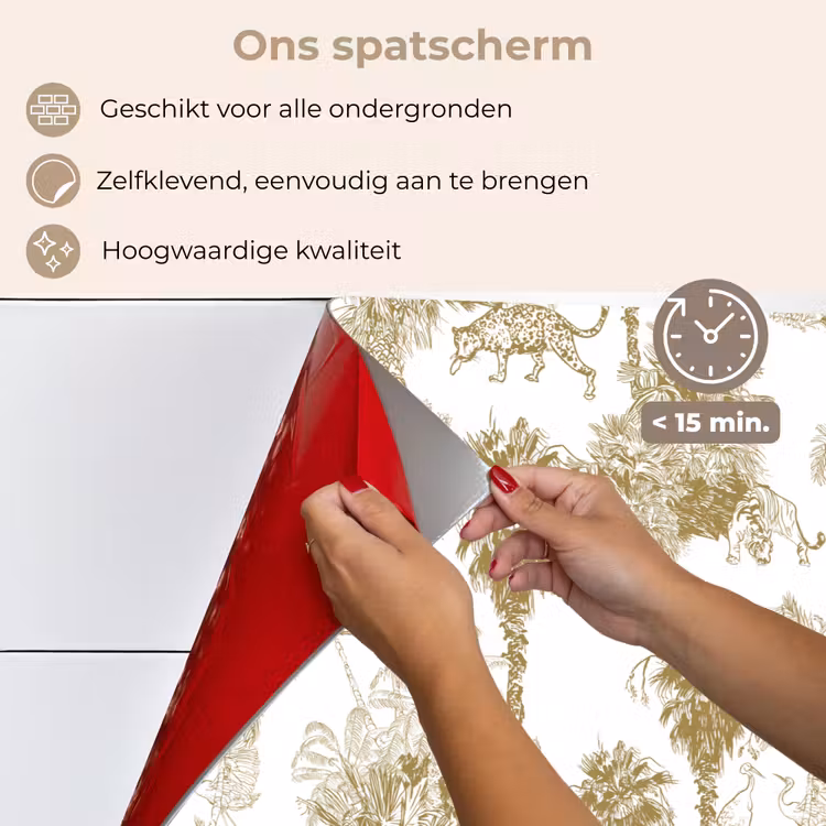 Spatscherm keuken - Oerwoud - Abstract - Beige — 3