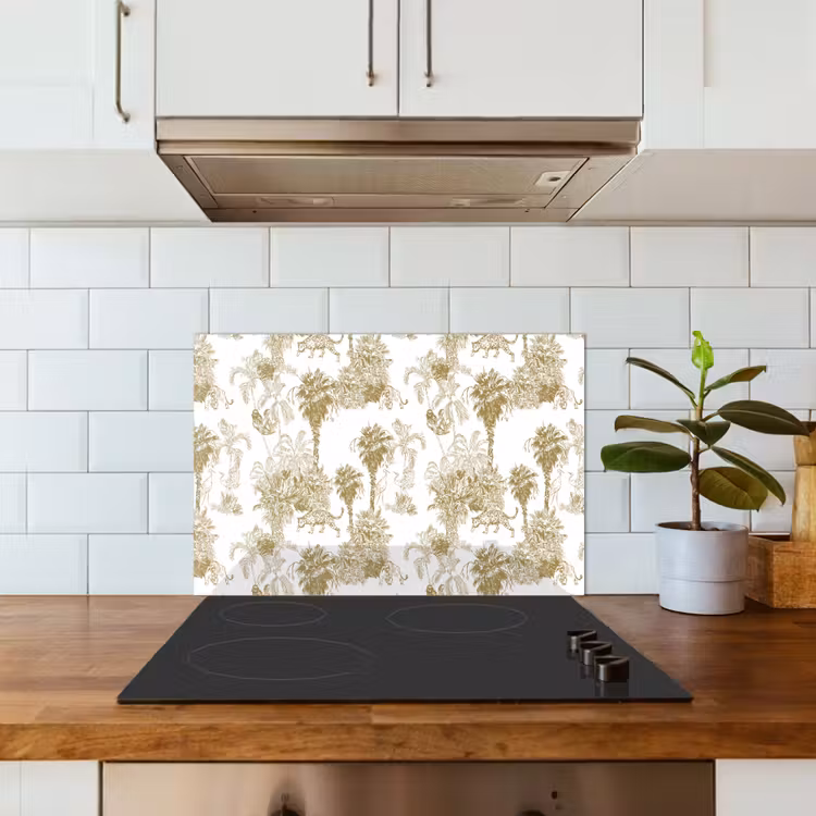 Spatscherm keuken - Oerwoud - Abstract - Beige — 5
