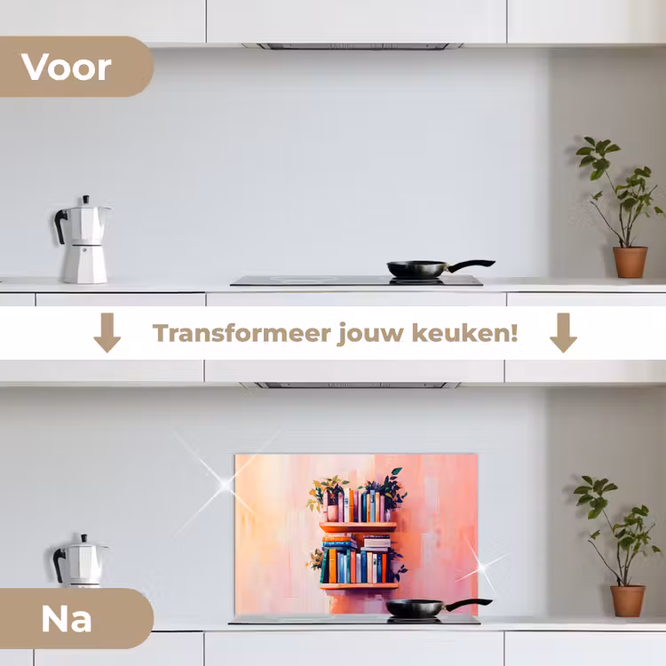 Spatscherm keuken - Planken - Boeken - Bladeren — 3