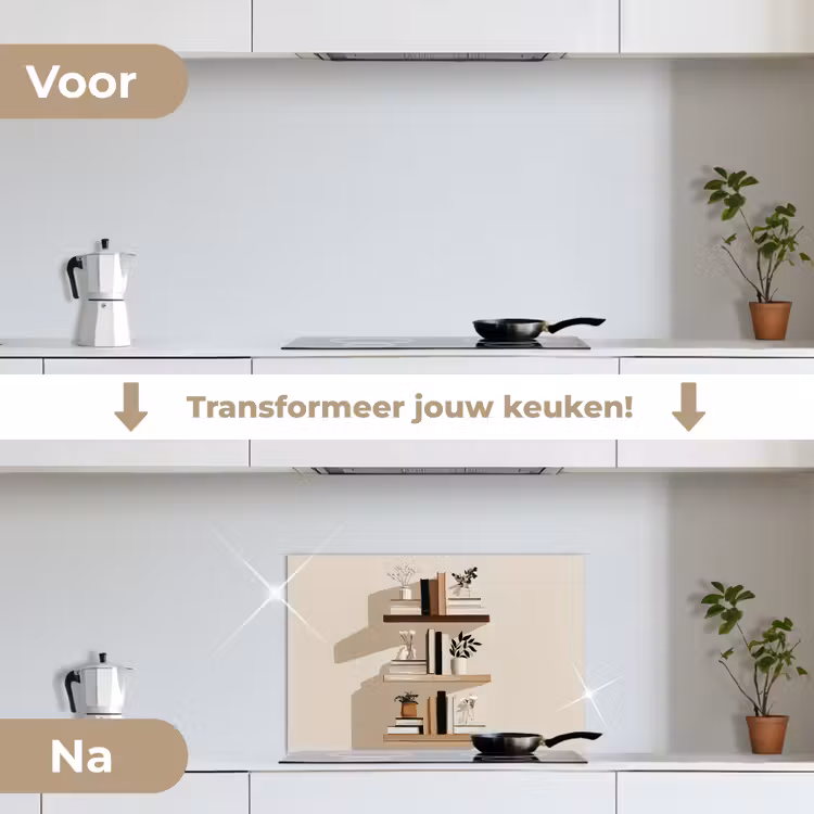 Spatscherm keuken - Plankjes - Boeken - Vaasjes - Planten — 3
