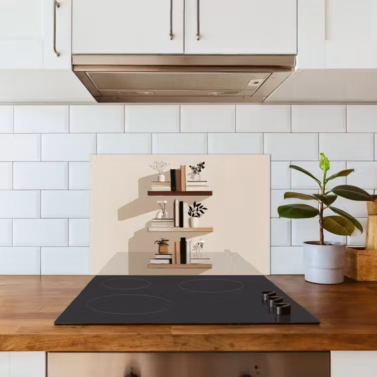 Spatscherm keuken - Plankjes - Boeken - Vaasjes - Planten — 6