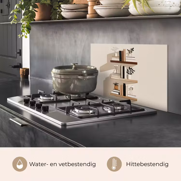 Spatscherm keuken - Plankjes - Boeken - Vaasjes - Planten — 7