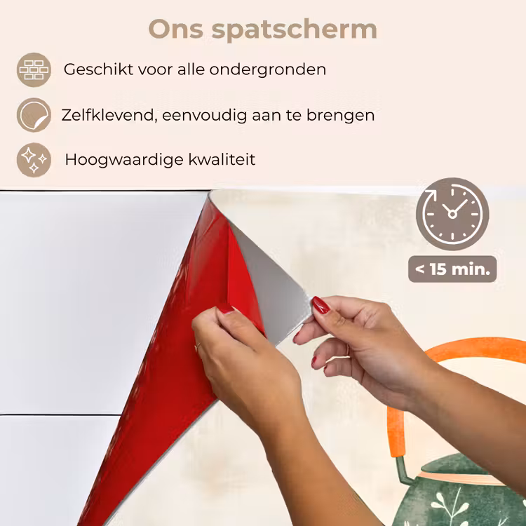 Spatscherm keuken - Theepot - Groen - Bloemen - Oranje — 4