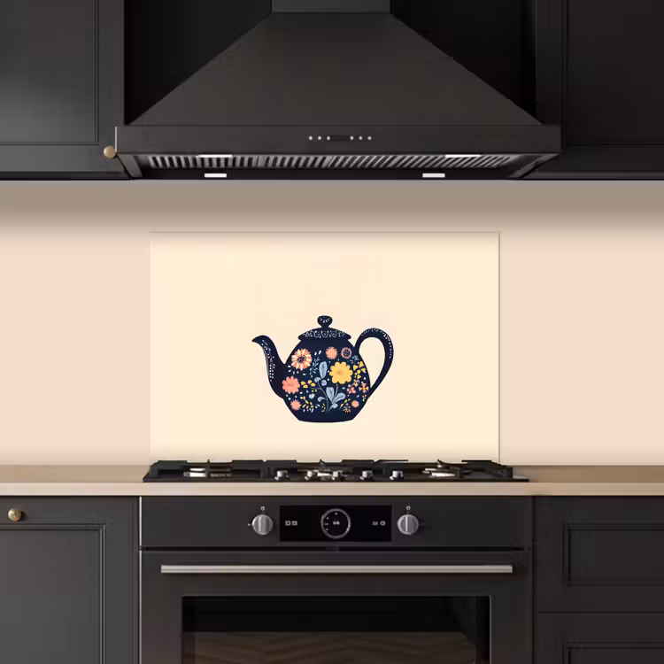 Spatscherm keuken - Theepot - Kleurrijk - Bloemen — 2