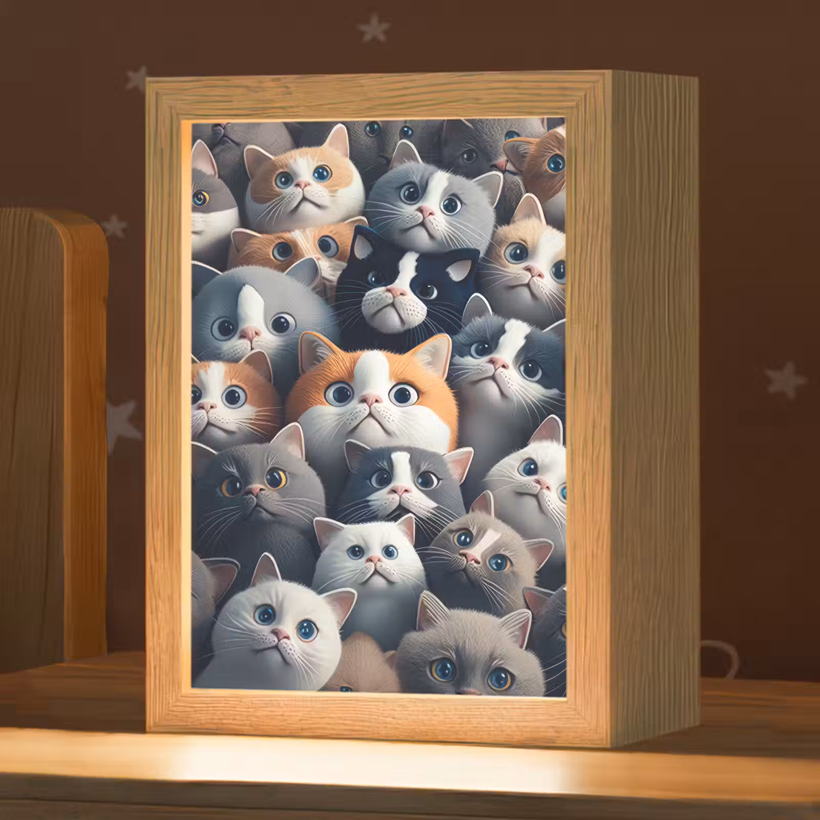 Nachtlampje - Kat - Dieren - Poes - Grijs - Patronen - Kind — 1