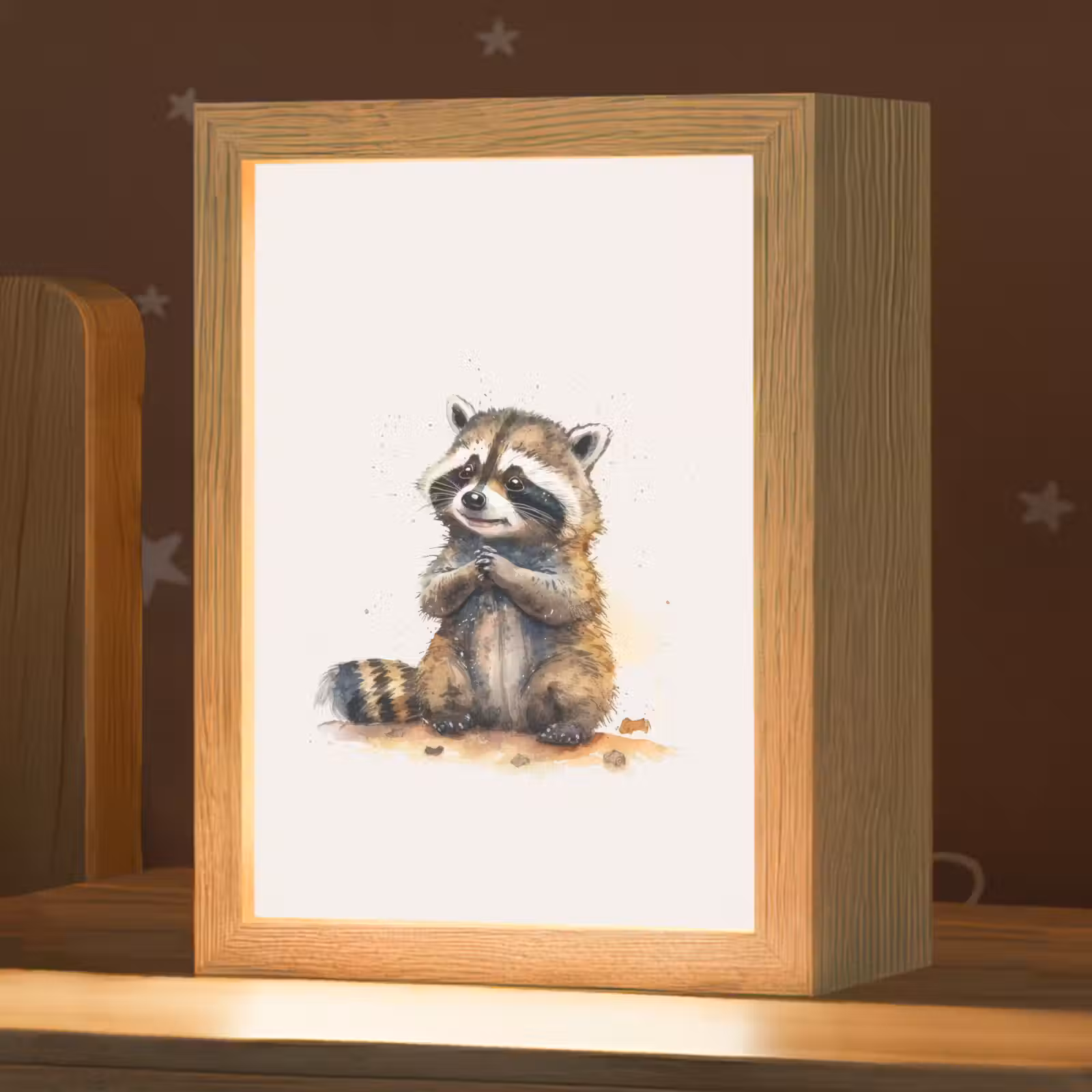 Nachtlampje - Wasbeer - Waterverf - Kleuren - Dieren - Kids — 1