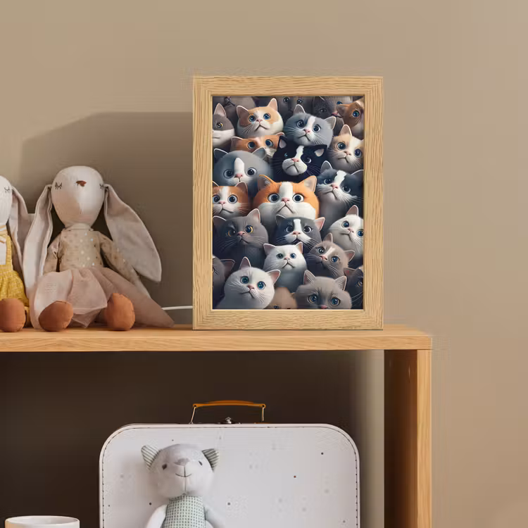 Nachtlampje - Kat - Dieren - Poes - Grijs - Patronen - Kind — 3