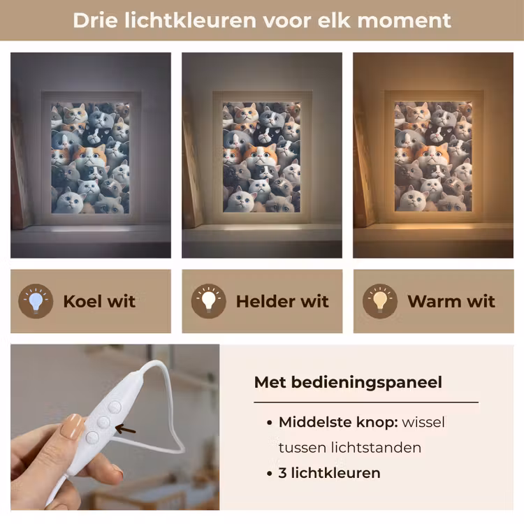 Nachtlampje - Kat - Dieren - Poes - Grijs - Patronen - Kind — 7