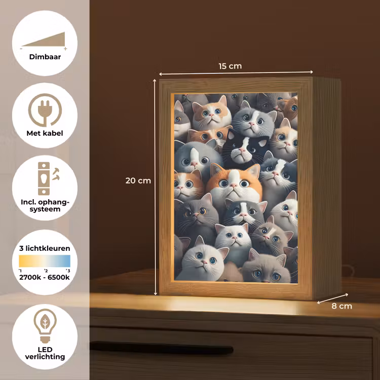 Nachtlampje - Kat - Dieren - Poes - Grijs - Patronen - Kind — 8