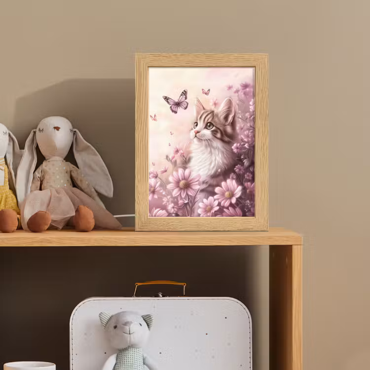 Nachtlampje - Kitten - Bloemen - Vlinders - Paars — 3