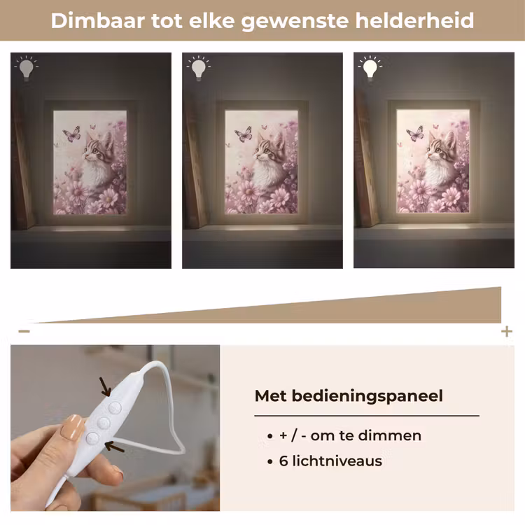Nachtlampje - Kitten - Bloemen - Vlinders - Paars — 6