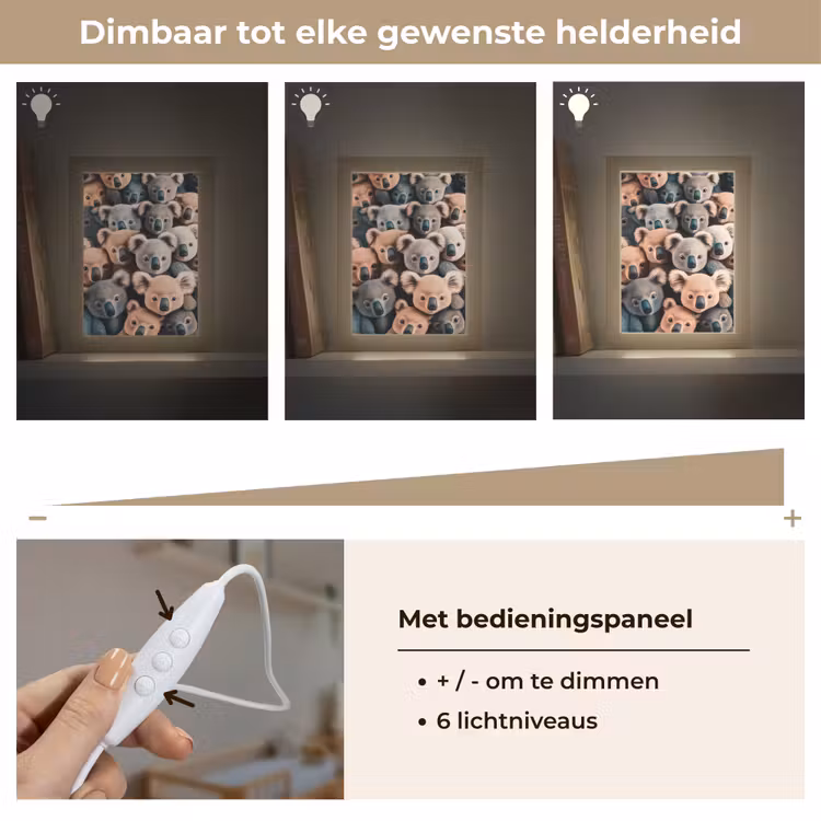 Nachtlampje - Koala - Dieren - Patronen - Grijs - Bruin - Kinderen — 6