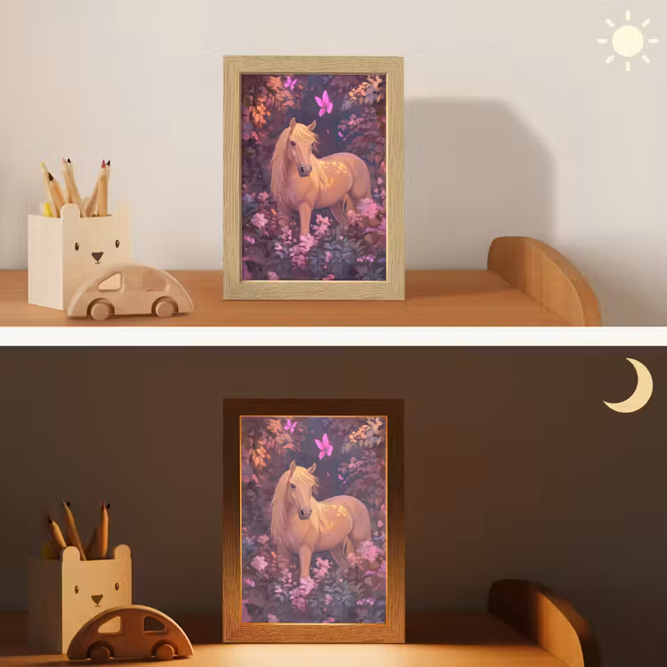 Nachtlampje - Paard - Bloemen - Paars - Vlinder — 5