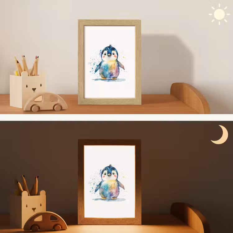 Nachtlampje - Pinguïn - Regenboog - Waterverf - Dieren - Kinderen — 5