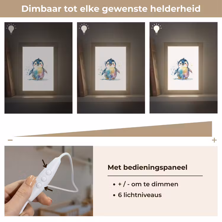 Nachtlampje - Pinguïn - Regenboog - Waterverf - Dieren - Kinderen — 6