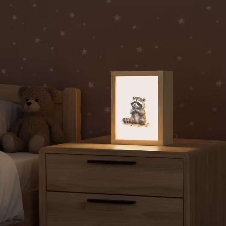 Nachtlampje - Wasbeer - Waterverf - Kleuren - Dieren - Kids — 2