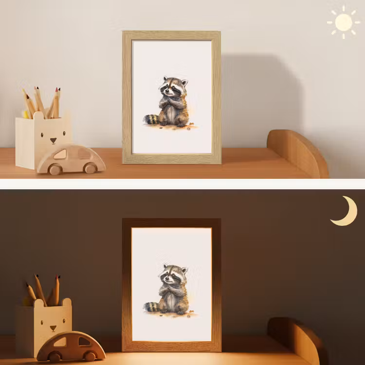 Nachtlampje - Wasbeer - Waterverf - Kleuren - Dieren - Kids — 5