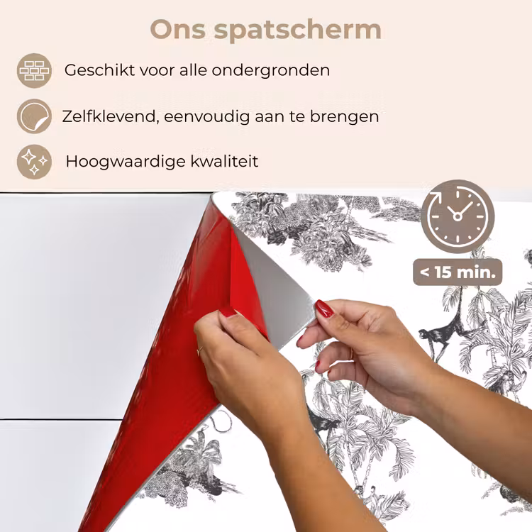 Spatscherm keuken - Aap - Oerwoud - Grijs — 3