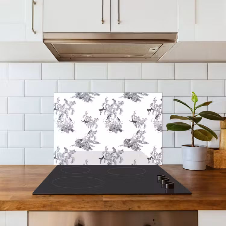 Spatscherm keuken - Aap - Oerwoud - Grijs — 5