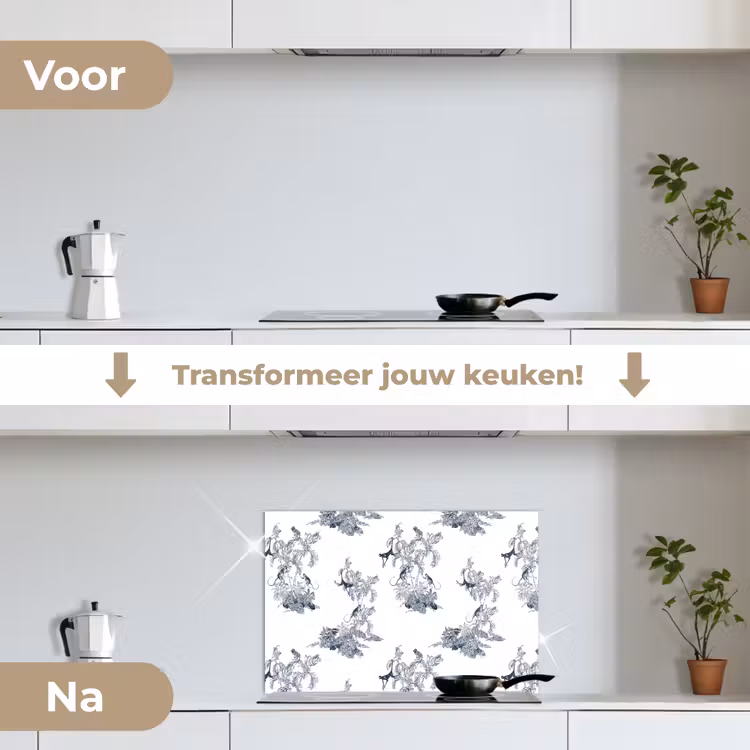 Spatscherm keuken - Aap - Palmboom - Blauw — 2