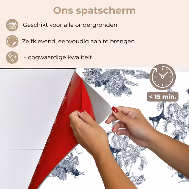 Spatscherm keuken - Aap - Palmboom - Blauw — 3
