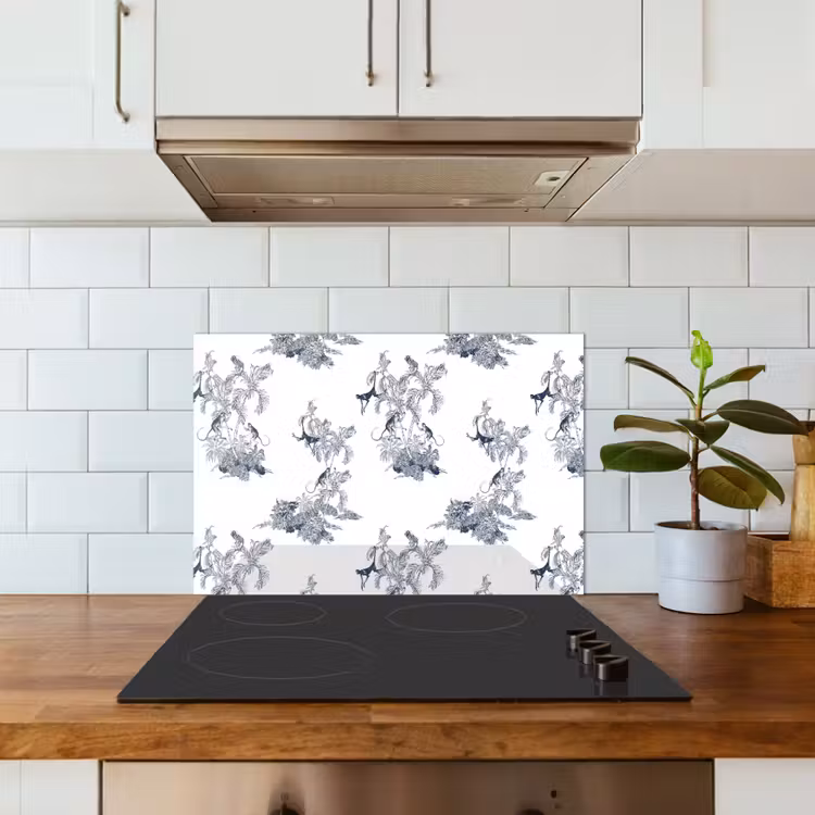 Spatscherm keuken - Aap - Palmboom - Blauw — 5
