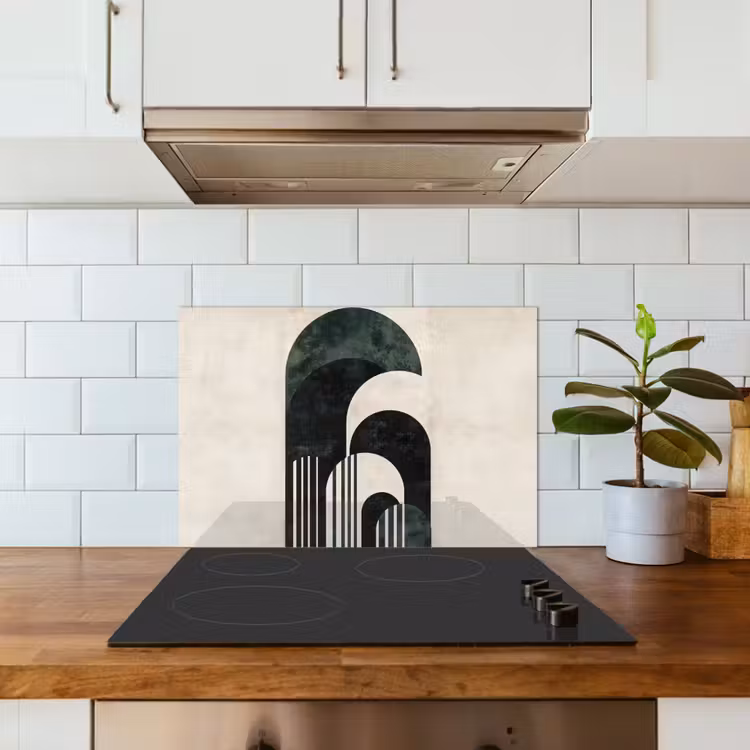 Spatscherm keuken - Bogen - Donkergroen - Lijnen — 6