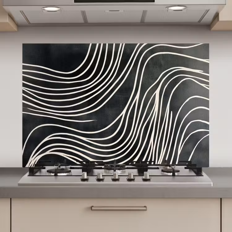 Spatscherm keuken - Lijnen - Patroon - Abstract - Wit — 1