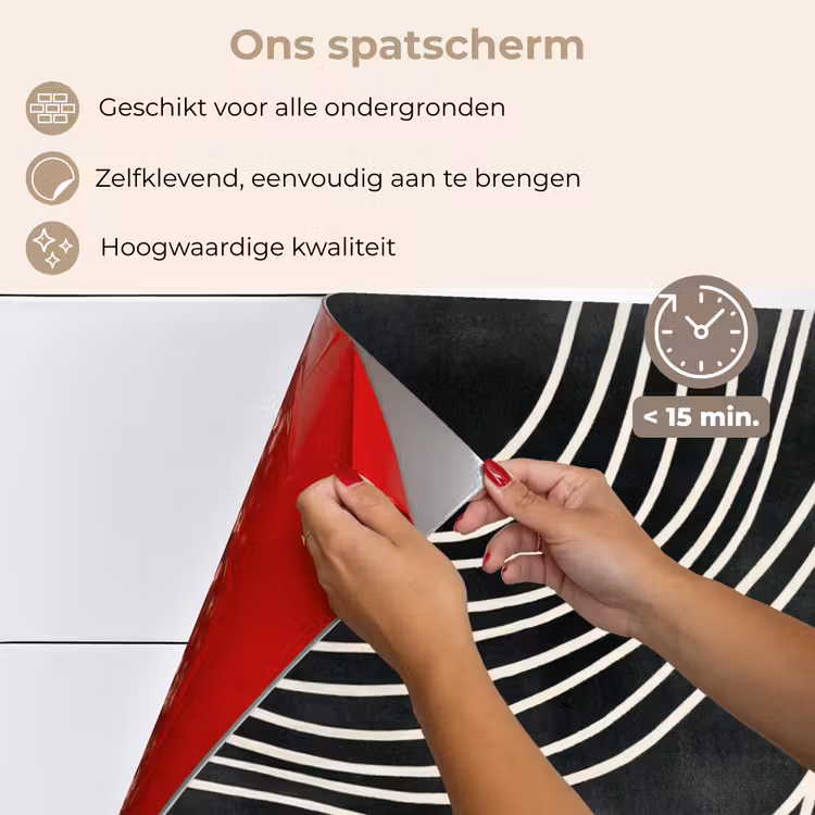 Spatscherm keuken - Lijnen - Patroon - Abstract - Wit — 4